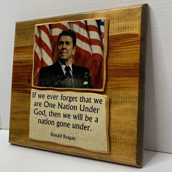 Decor | Ronald Reagan Wooden Plaque | Wall Art | History | Handmade | Vintage - Picture 2 of 9